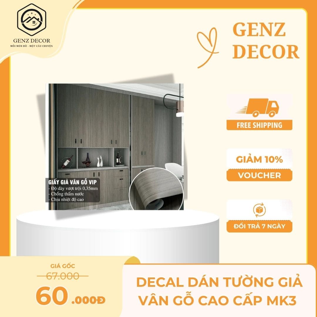 Decal dán tường giả vân gỗ cao cấp