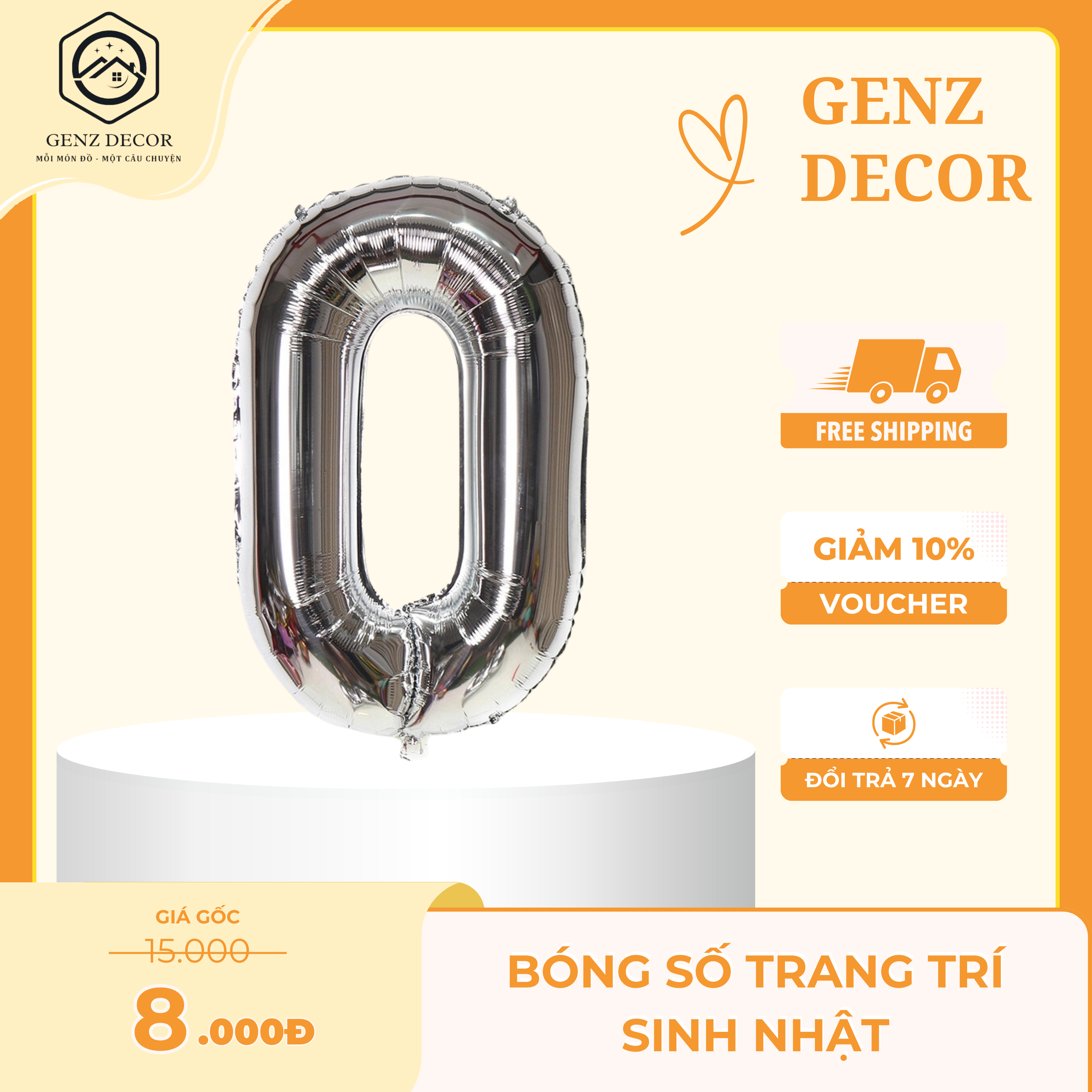 Bóng Số Trang Trí Sinh Nhật Size 80cm Gen Decor