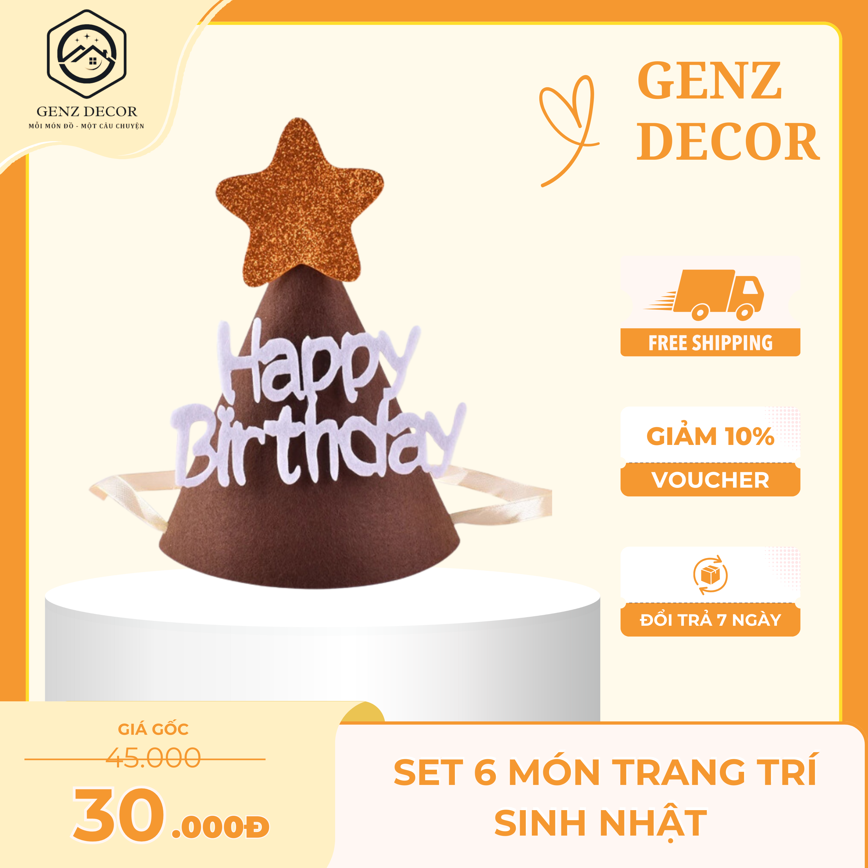 SET 6 món trang trí sinh nhật Genz Decor