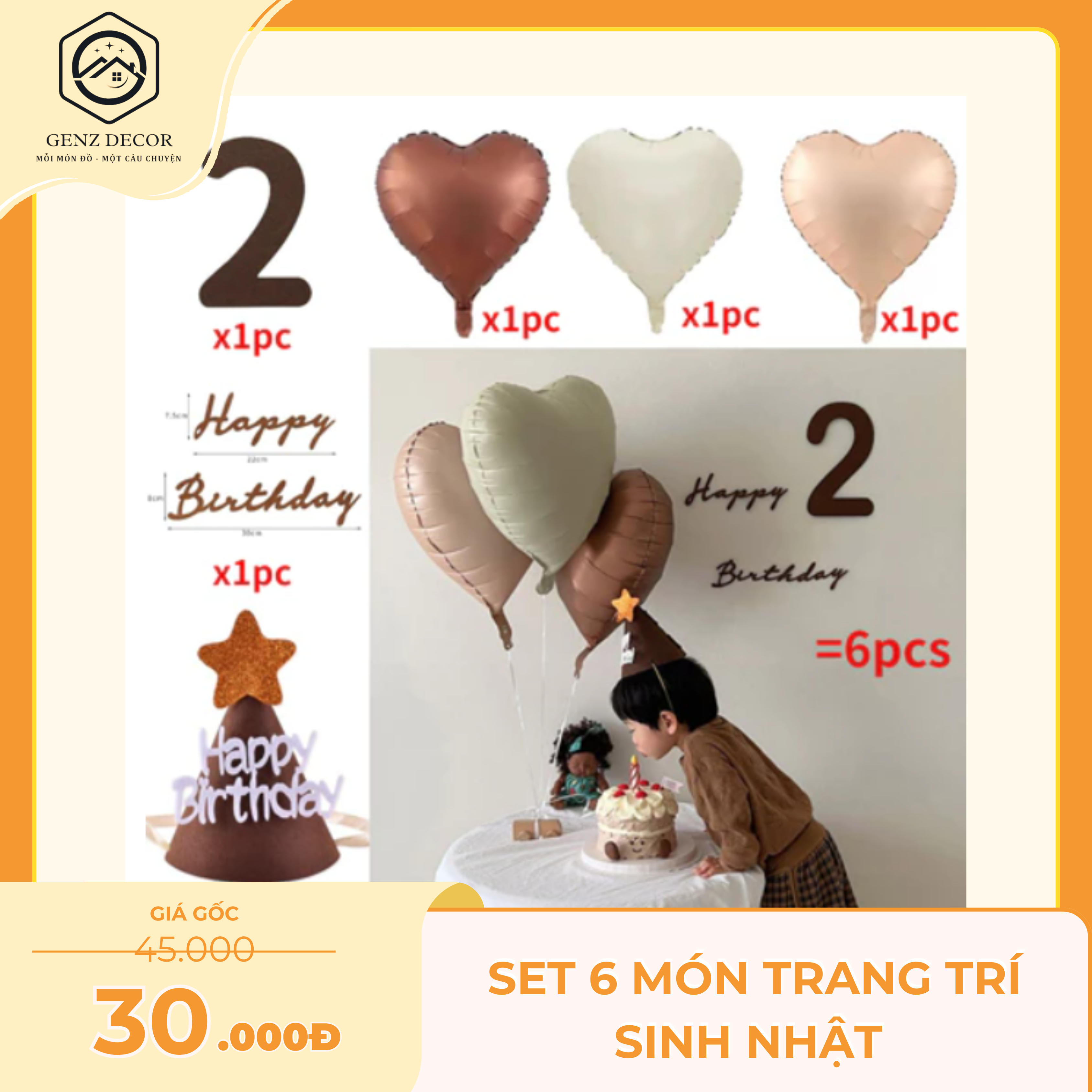 SET 6 món trang trí sinh nhật Genz Decor