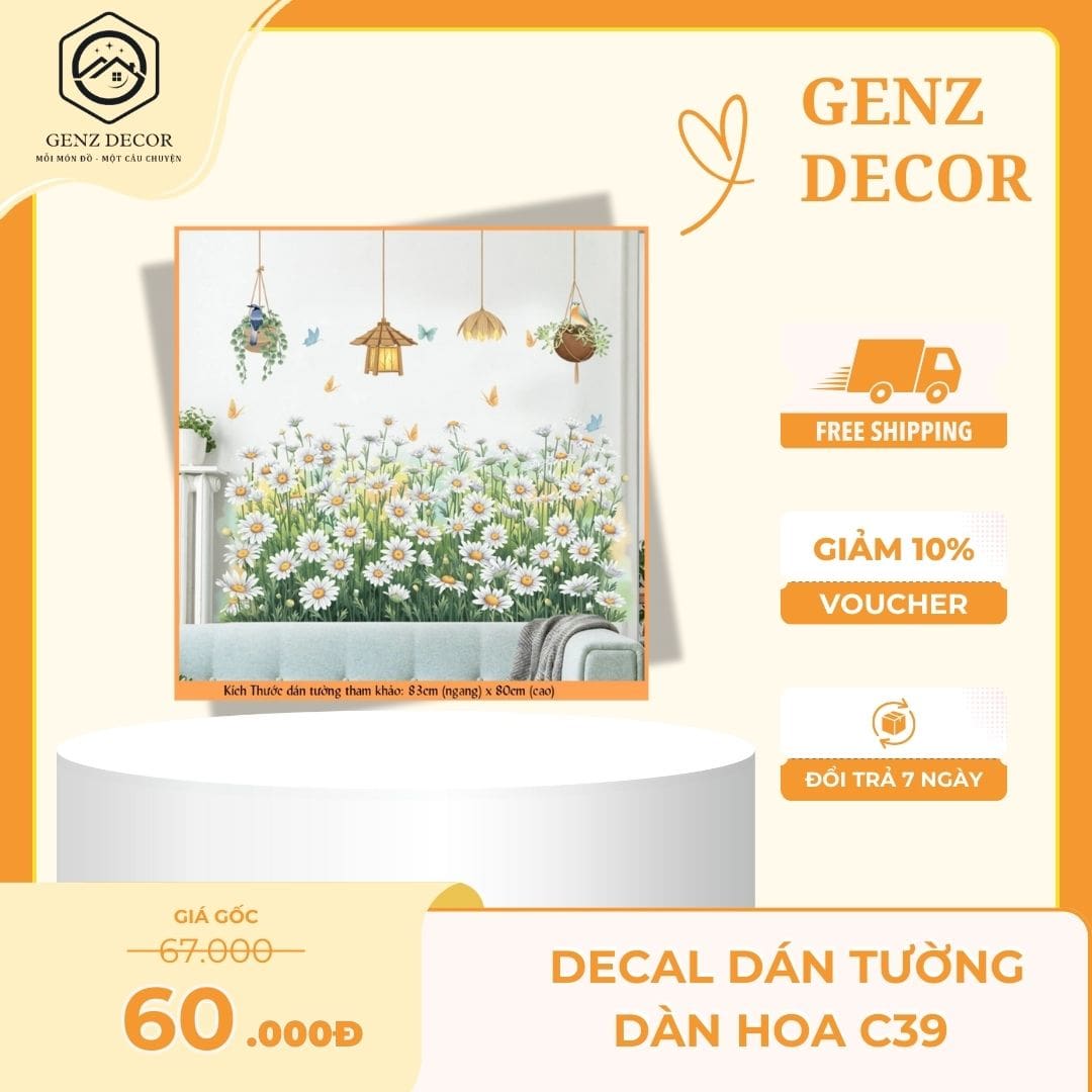 Decal dán tường trang trí dàn hoa