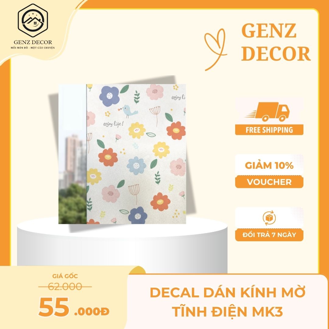 Decal dán kính mờ tĩnh điện MK1 Genz Decor