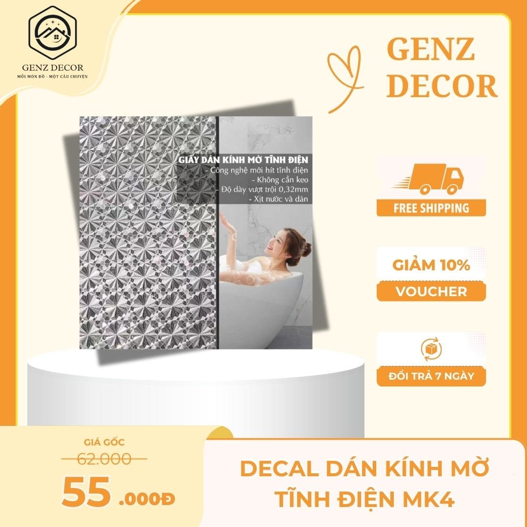 Decal dán kính mờ tĩnh điện MK2 Genz Decor