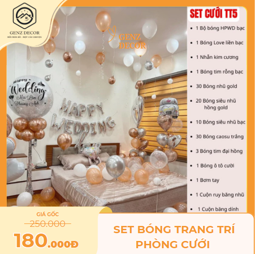 Set bóng trang trí phòng cưới Genz Decor