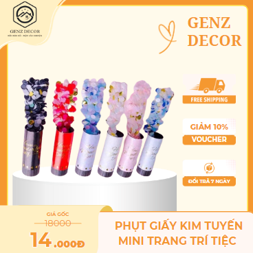 Phụt Giấy Kim Tuyến Mini Genz Decor